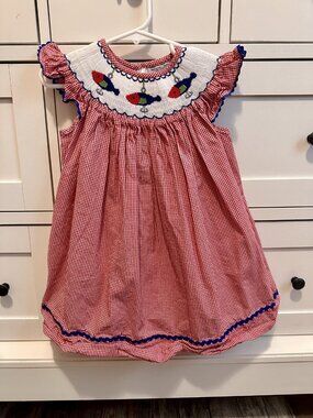 Dressie Jessie Smocking - Smock dress with fish - perfect condition!